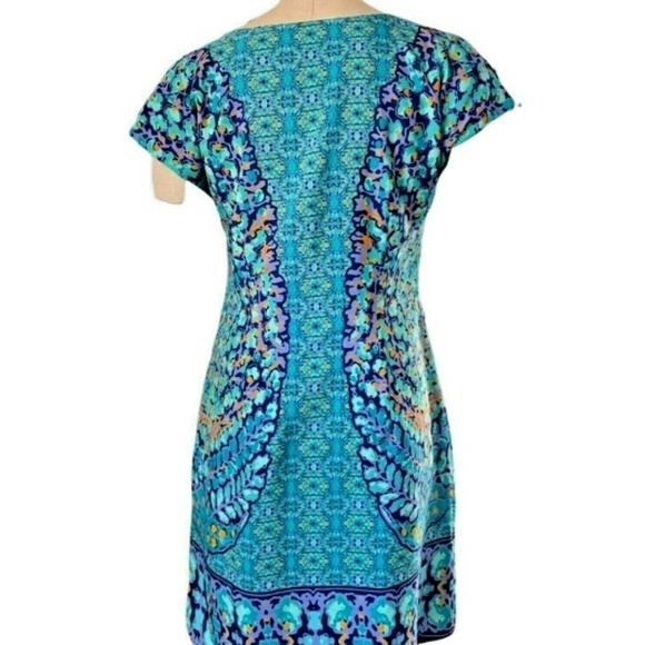 Isaac Mizrahi Live Cap Sleeve Lined Sheath Dress Sz S Multicolor #240H - Picture 3 of 7